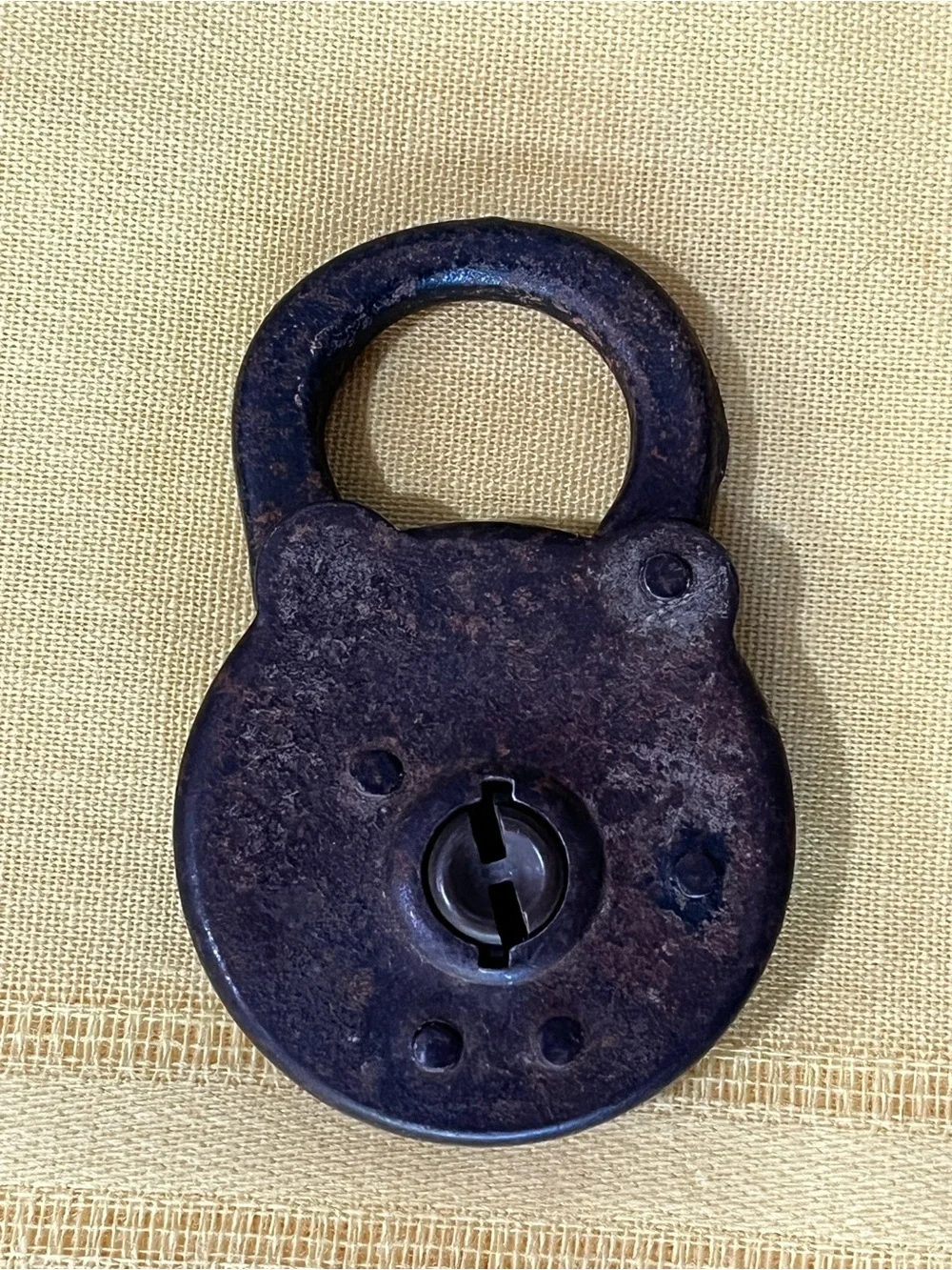 Antique Iron Pancake Padlock with 2 Working Keys! Vtg Industrial Decor